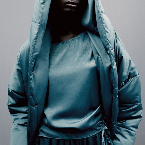 NWT ZARA | Satin Effect Drawstring Blouse - Picture 2 of 6